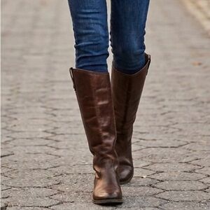 Frye Melissa Button Tall Leather Riding Boots Dark Brown Size 8.5B